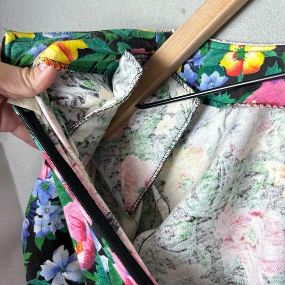 Expo Vintage Women's 80's Puff Sleeve Floral Cotton Blend Lace Collar Dress 10 - Picture 16 of 16